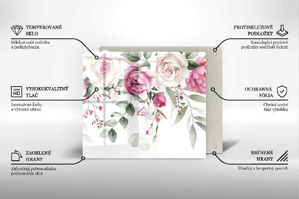 Glas Ceranfeldabdeckung Aquarellrosen