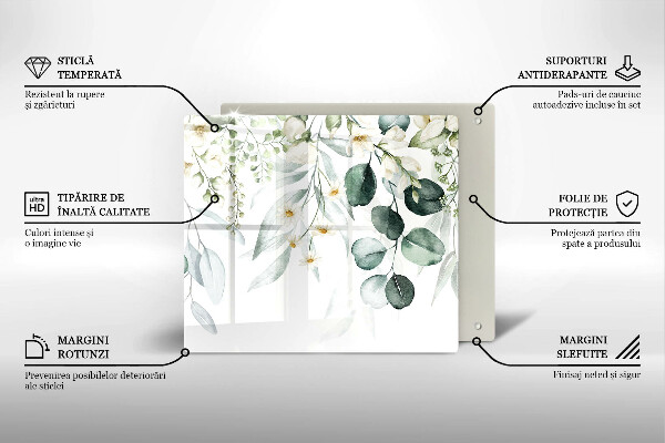 Glas Ceranfeldabdeckung Aquarellpflanzen