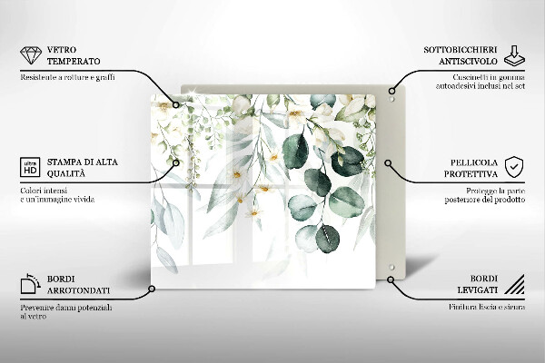 Glas Ceranfeldabdeckung Aquarellpflanzen