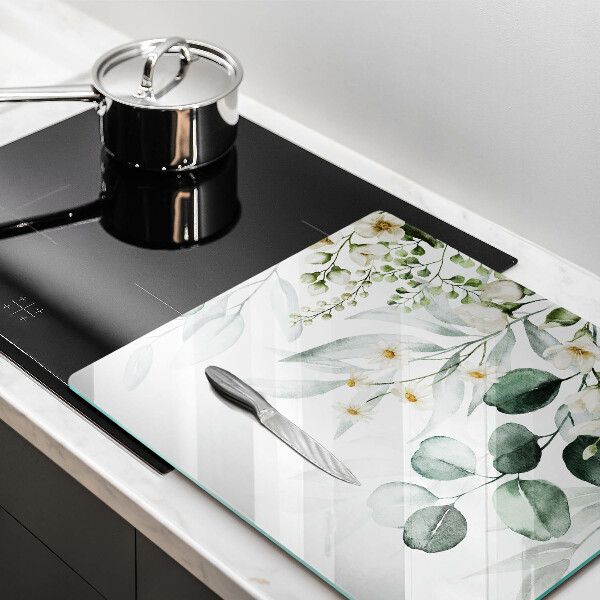 Glas Ceranfeldabdeckung Aquarellpflanzen