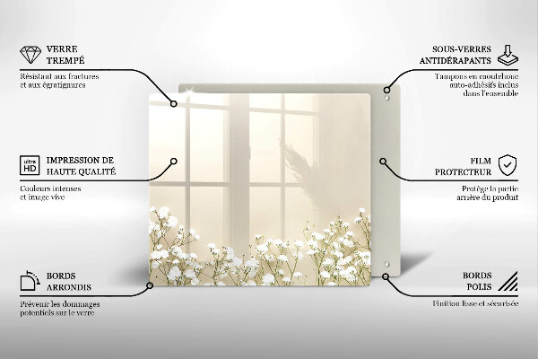 Glas Ceranfeldabdeckung Gips-Boho-Blumen