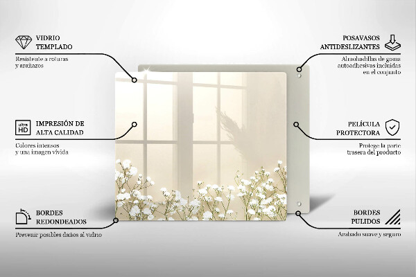 Glas Ceranfeldabdeckung Gips-Boho-Blumen