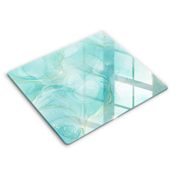 Glas Ceranfeldabdeckung Blaue und goldene Abstraktion