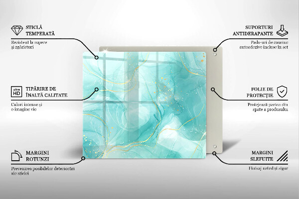 Glas Ceranfeldabdeckung Blaue und goldene Abstraktion