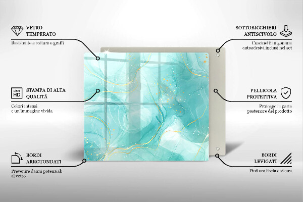 Glas Ceranfeldabdeckung Blaue und goldene Abstraktion