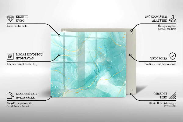 Glas Ceranfeldabdeckung Blaue und goldene Abstraktion