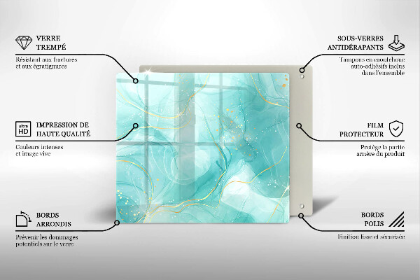 Glas Ceranfeldabdeckung Blaue und goldene Abstraktion