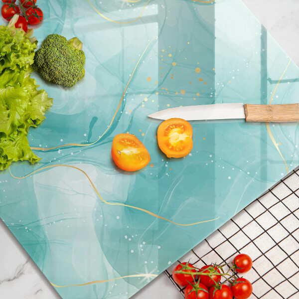 Glas Ceranfeldabdeckung Blaue und goldene Abstraktion