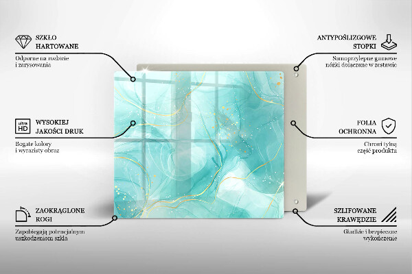 Glas Ceranfeldabdeckung Blaue und goldene Abstraktion