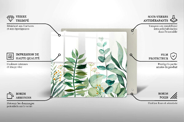 Glas Ceranfeldabdeckung Illustration der Pflanzenblätter