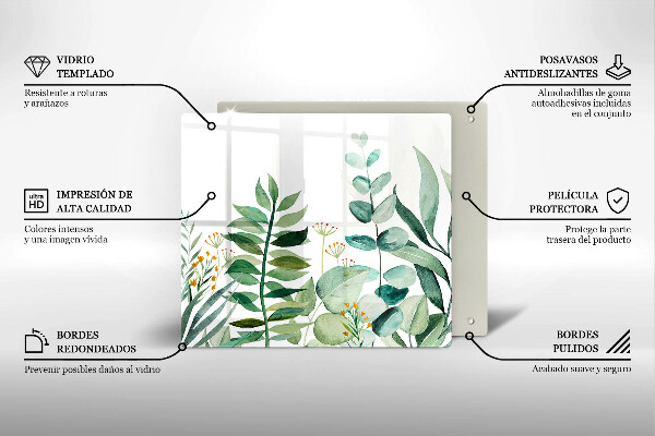 Glas Ceranfeldabdeckung Illustration der Pflanzenblätter