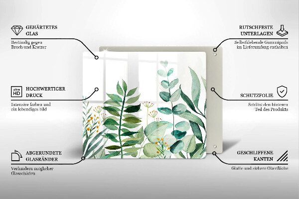 Glas Ceranfeldabdeckung Illustration der Pflanzenblätter