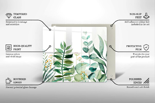 Glas Ceranfeldabdeckung Illustration der Pflanzenblätter