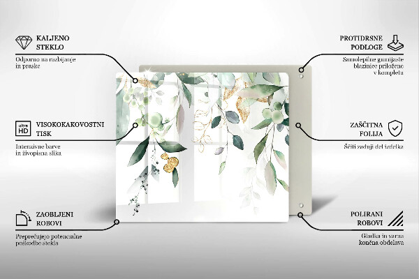 Glas Ceranfeldabdeckung Aquarellblätter