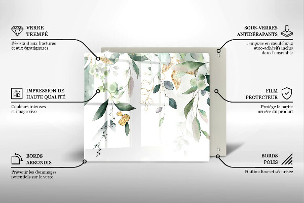 Glas Ceranfeldabdeckung Aquarellblätter