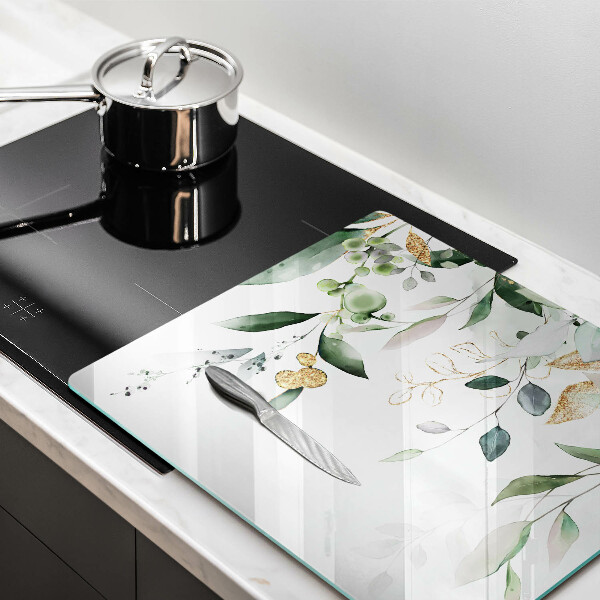 Glas Ceranfeldabdeckung Aquarellblätter