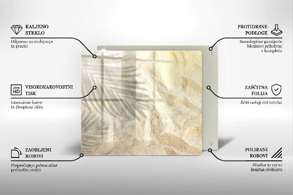 Glas Ceranfeldabdeckung Palmblätter und Sand