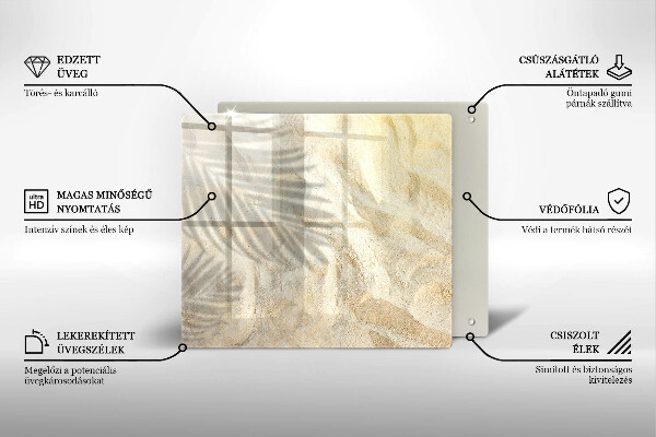 Glas Ceranfeldabdeckung Palmblätter und Sand