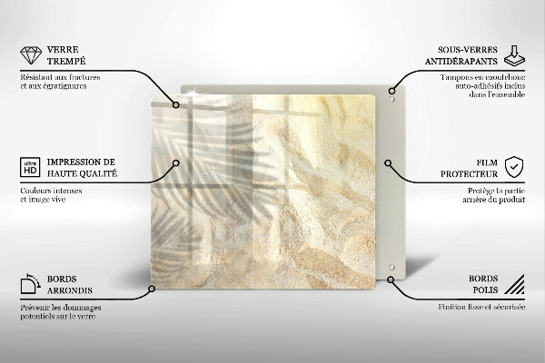 Glas Ceranfeldabdeckung Palmblätter und Sand