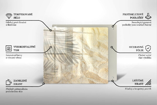Glas Ceranfeldabdeckung Palmblätter und Sand