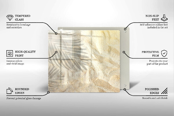 Glas Ceranfeldabdeckung Palmblätter und Sand