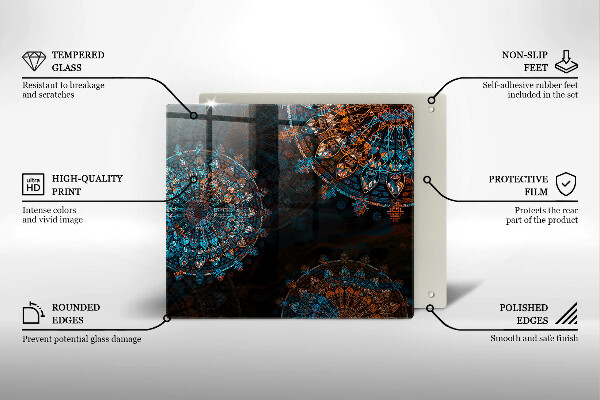 Glas Ceranfeldabdeckung Boho-Vintage-Räder