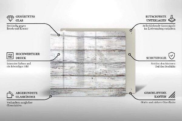 Glas Ceranfeldabdeckung Helle Holzbretter