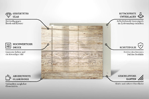 Glas Ceranfeldabdeckung Holzbretter
