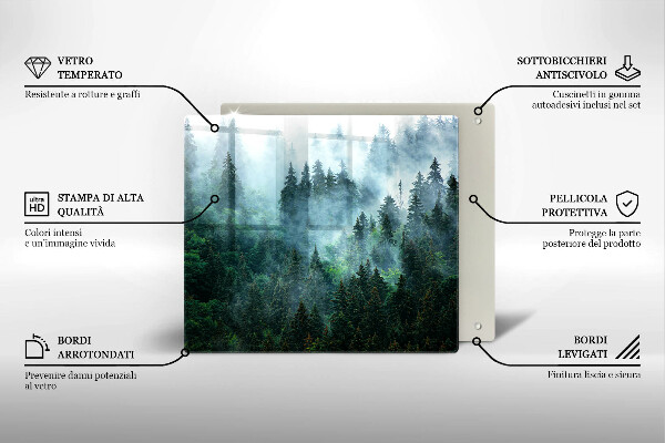 Glas Ceranfeldabdeckung Wald im Nebel