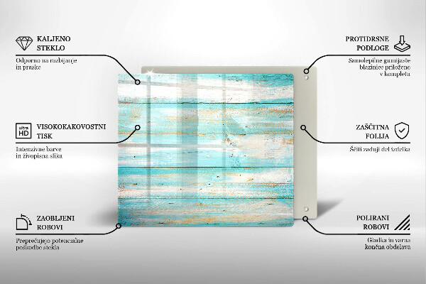 Glas Herdabdeckplatte Vintage-Holzbretter