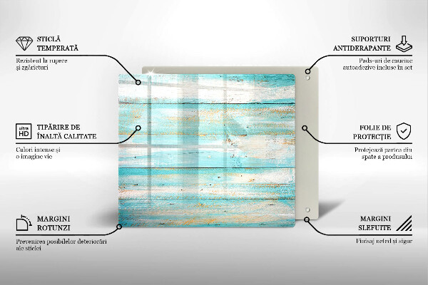 Glas Herdabdeckplatte Vintage-Holzbretter