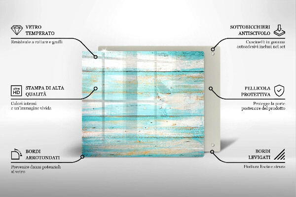 Glas Herdabdeckplatte Vintage-Holzbretter