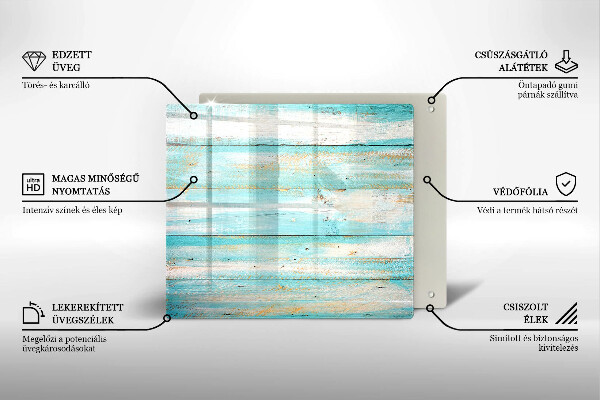 Glas Herdabdeckplatte Vintage-Holzbretter