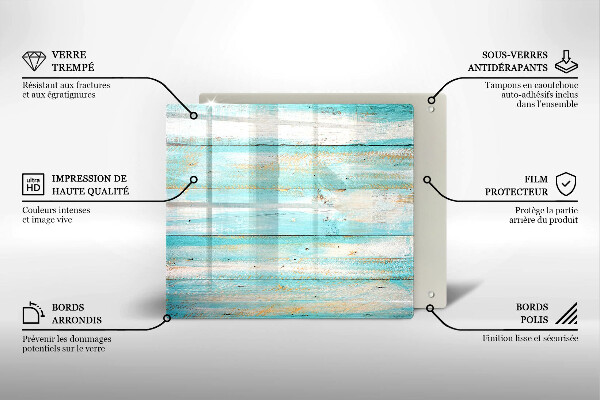 Glas Herdabdeckplatte Vintage-Holzbretter