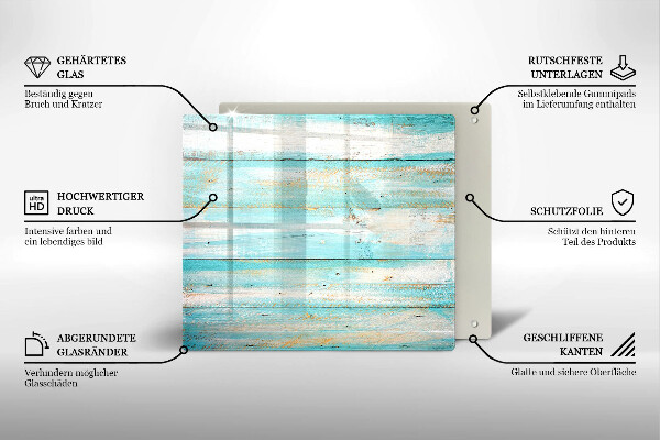 Glas Herdabdeckplatte Vintage-Holzbretter