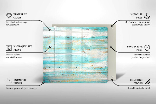 Glas Herdabdeckplatte Vintage-Holzbretter