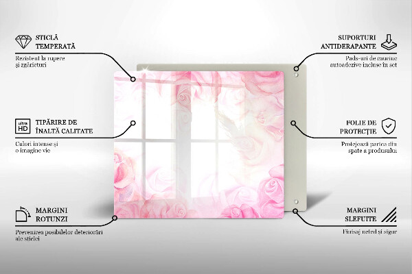 Glas Herdabdeckplatte Zarter Rosenhintergrund