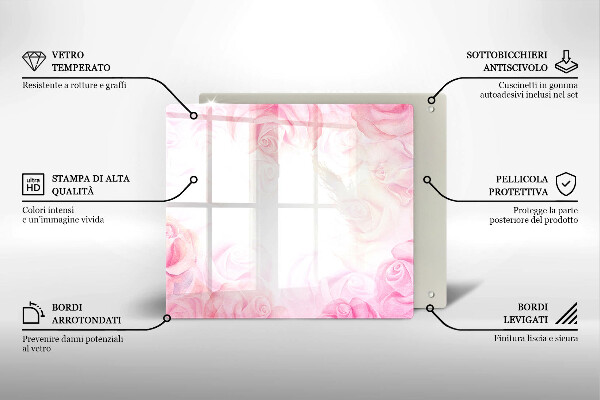 Glas Herdabdeckplatte Zarter Rosenhintergrund