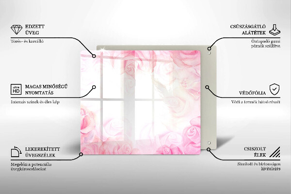 Glas Herdabdeckplatte Zarter Rosenhintergrund