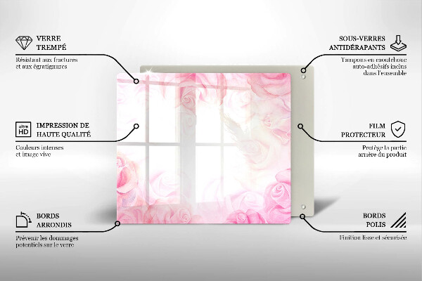 Glas Herdabdeckplatte Zarter Rosenhintergrund