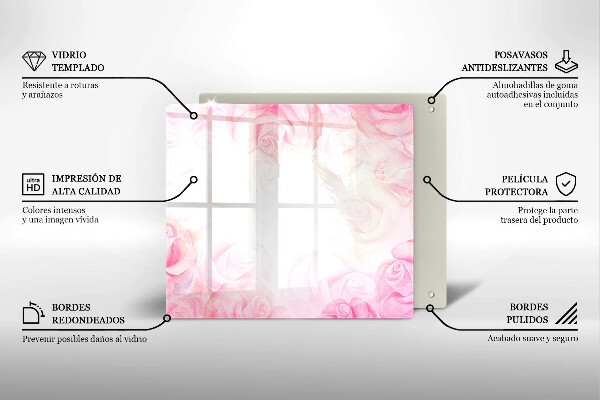 Glas Herdabdeckplatte Zarter Rosenhintergrund