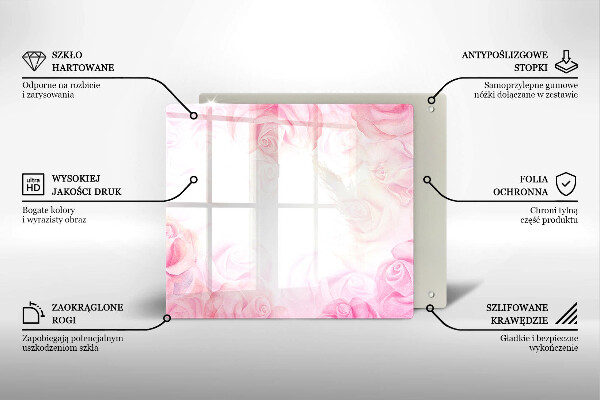 Glas Herdabdeckplatte Zarter Rosenhintergrund