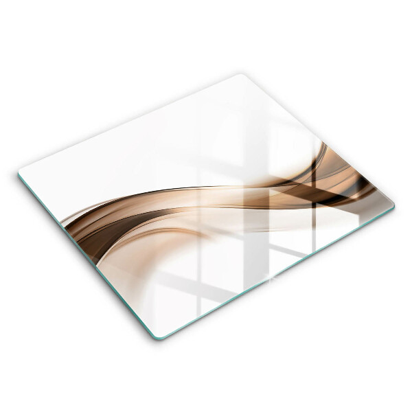 Glas Herdabdeckplatte Abstrakte braune Linien