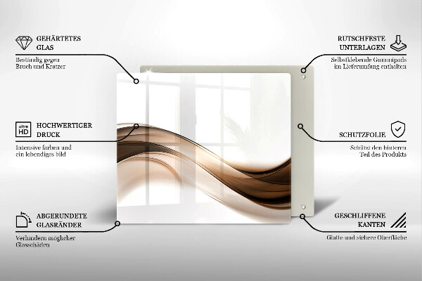 Glas Herdabdeckplatte Abstrakte braune Linien