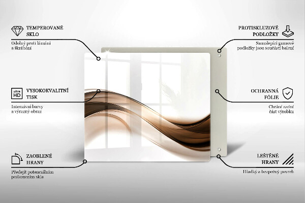 Glas Herdabdeckplatte Abstrakte braune Linien