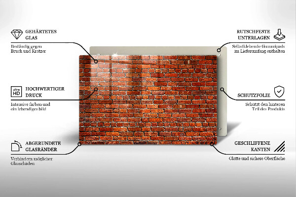 Glas Herdabdeckplatte Wand aus Backsteinmauer