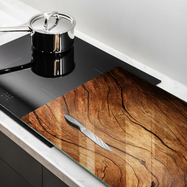 Glas Herdabdeckplatte Holzbrettstruktur