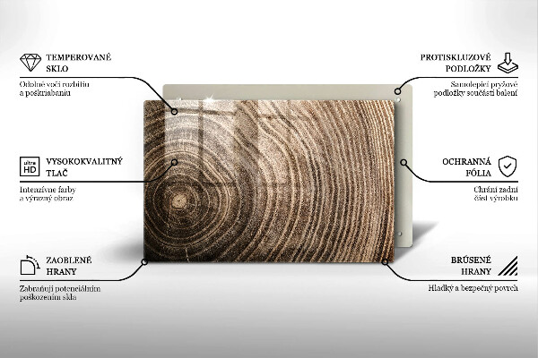 Glas Herdabdeckplatte Holzringe