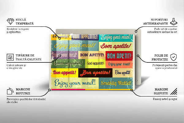 Glas Herdabdeckplatte Untertitel Guten Appetit Sprachen