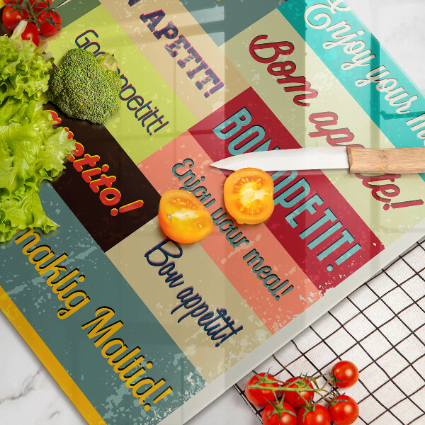 Glas Herdabdeckplatte Untertitel Guten Appetit Sprachen